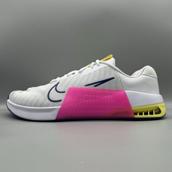 Nike Metcon 9 Men's Size 13 White Fierce Pink Deep Royal Blue Yellow DZ2617-102 - Picture 4 of 11
